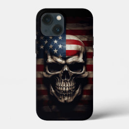Funda Para iPhone 13 Mini Cráneo de Bandera Americana