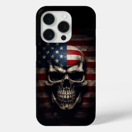 Funda Para iPhone 15 Pro Cráneo de Bandera Americana
