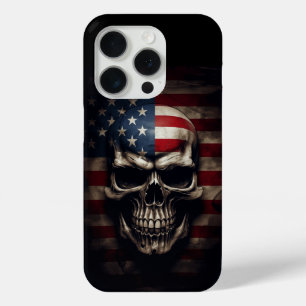 Funda Para iPhone 15 Pro Cráneo de Bandera Americana
