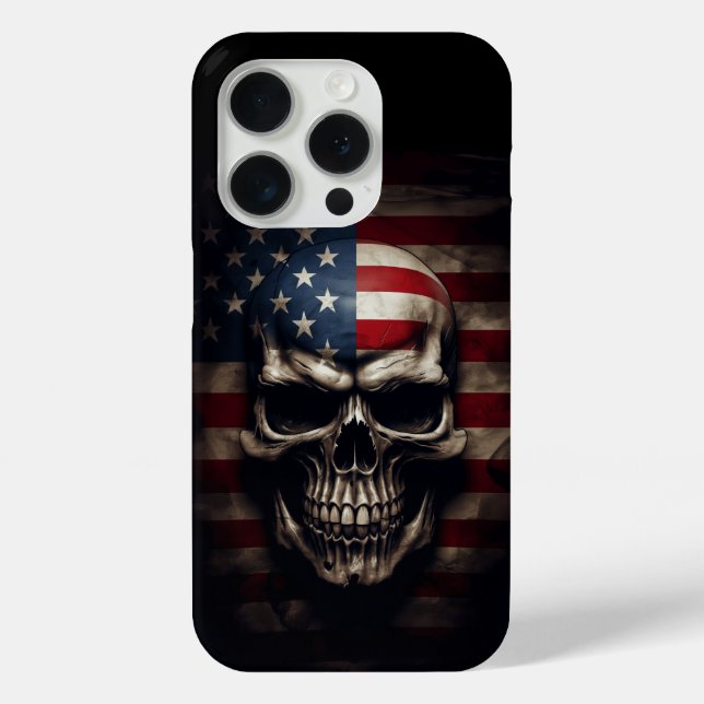 Funda De Case-Mate Para iPhone Cráneo de Bandera Americana (Reverso )