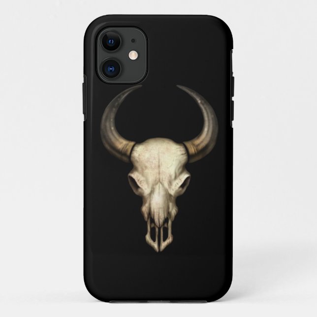 Funda De Case-Mate Para iPhone Cráneo de Bull en negro (Reverso)