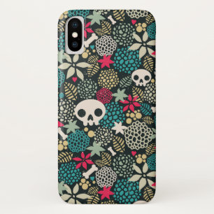 Funda Para iPhone X Cráneo de flores