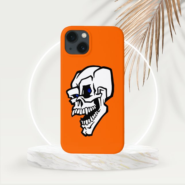 Funda De Case-Mate Para iPhone Cráneo de Halloween con ojos azules (Evil Laughing White Skull with Blue Eyes Phone Case)