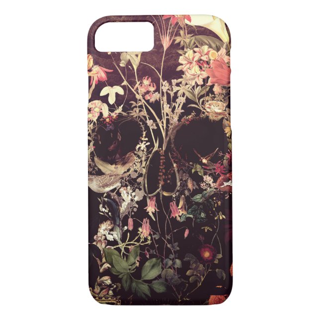 Funda De Case-Mate Para iPhone Cráneo de la floración (Reverso)