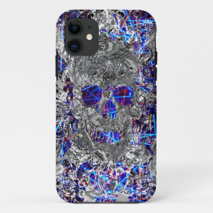 Funda Para iPhone 11 Cráneo de neón colorido blanco negro lindo