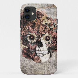 Funda Para iPhone 11 Cráneo del ohmio del Grunge del otoño