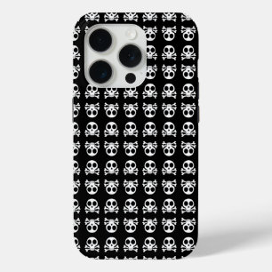 Funda Para iPhone 15 Pro cráneo espeluznante sobre un fondo negro