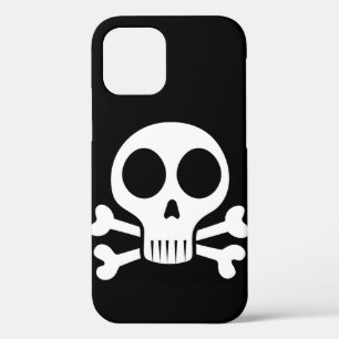 Funda Para iPhone 12 Pro cráneo espeluznante sobre un fondo negro