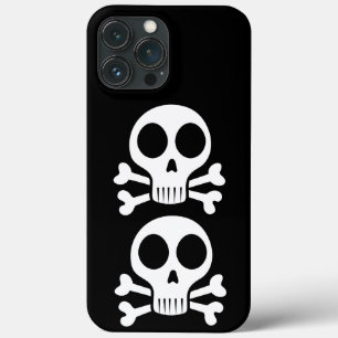 Funda Para iPhone 13 Pro Max cráneo espeluznante sobre un fondo negro