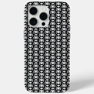 Funda Para iPhone 15 Pro Max cráneo espeluznante sobre un fondo negro