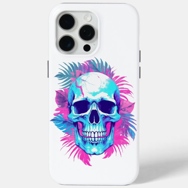 Funda De Case-Mate Para iPhone Cráneo Floral al Estilo Vaporwave (Reverso )