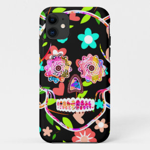 Funda Para iPhone 11 Cráneo floral de color