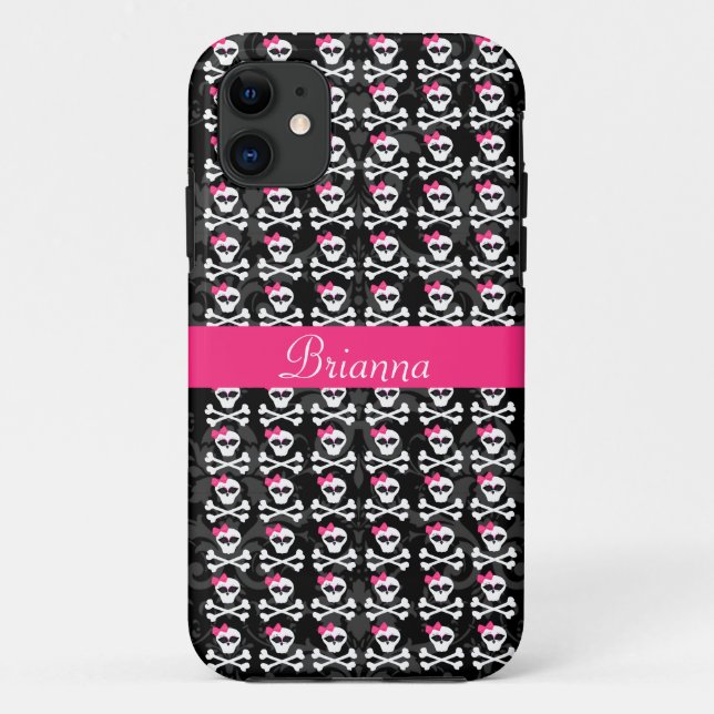 Funda De Case-Mate Para iPhone Cráneo gótico lindo y cráneos femeninos de la (Reverso)