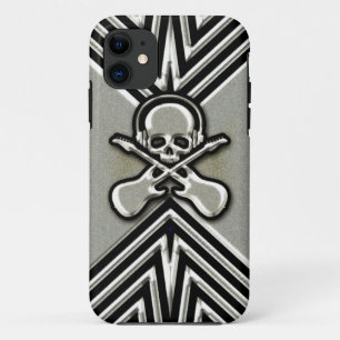 Funda Para iPhone 11 Cráneo, guitarras y auriculares