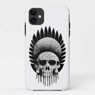 Funda Para iPhone 11 Cráneo Indio Blanco y Negro