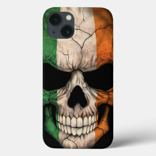 Funda Para iPhone 13 Cráneo irlandés de la bandera en negro