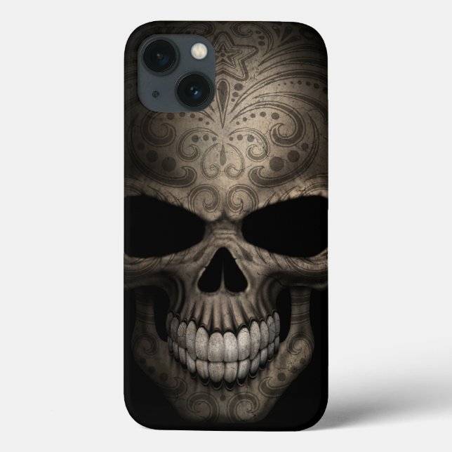 Funda De Case-Mate Para iPhone Cráneo oscuro adornado (Reverso)