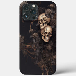 Funda Para iPhone 13 Pro Max Cráneo oscuro y diseño floral