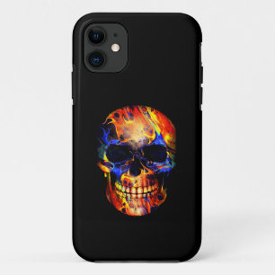 FUNDA PARA iPhone 11 CRÁNEO PINTURA NEÓN ABSTRACTO