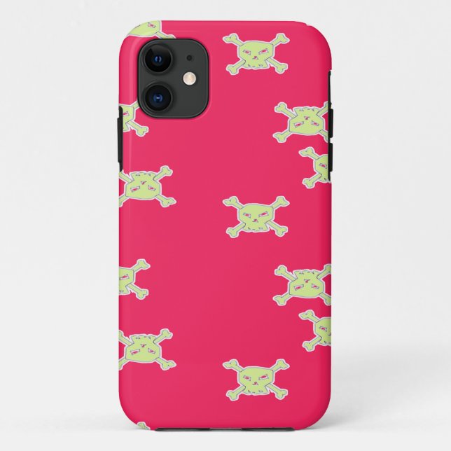 Funda De Case-Mate Para iPhone cráneo verde y huesos (Reverso)