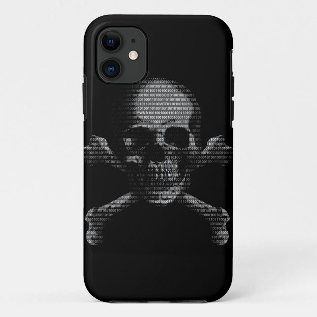 Funda De Case-Mate Para iPhone Cráneo y bandera pirata del pirata informático (Reverso)