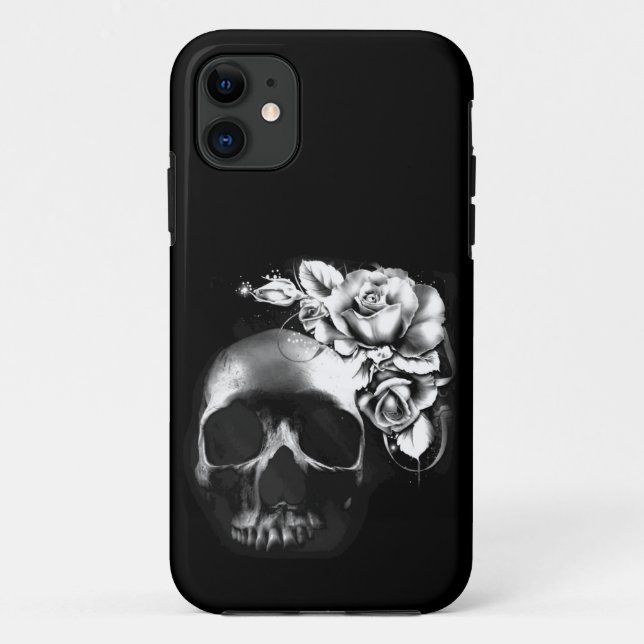 Funda De Case-Mate Para iPhone Cráneo y rosas (Reverso)
