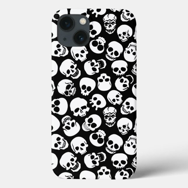 Funda De Case-Mate Para iPhone Cráneos en modelo negro del fondo (Reverso)