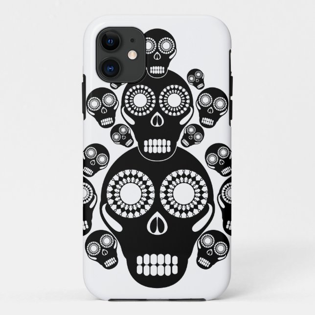Funda De Case-Mate Para iPhone Cráneos negros blancos (Reverso)