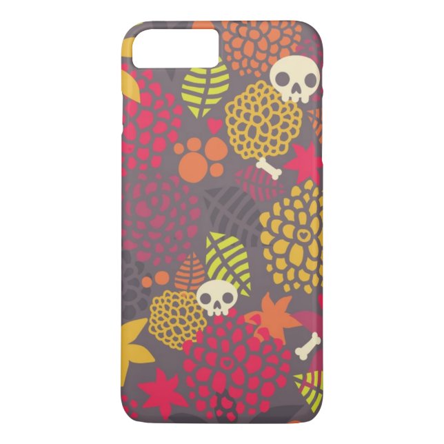 Funda De Case-Mate Para iPhone Cráneos y flores (Reverso)