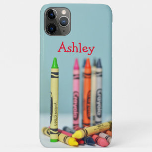 Funda Para iPhone 11 Pro Max Crayones coloridos con el nombre de personalizable