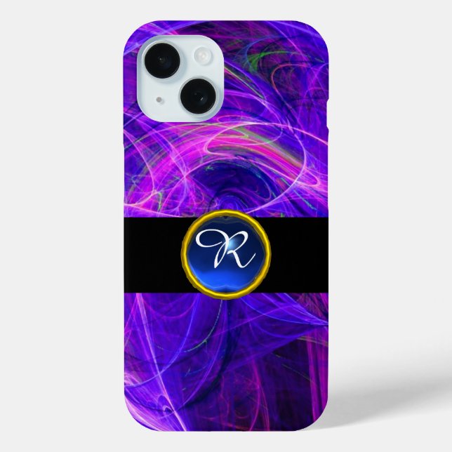 FUNDA DE Case-Mate PARA iPhone CRAZY FOTON AZUL SAPPHIRE GEM STONE MONOGRAM (Reverso )