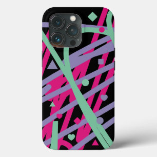 Funda Para iPhone 13 Pro Crazy Púrpura Patrón Aqua Triángulo Círco Corazón