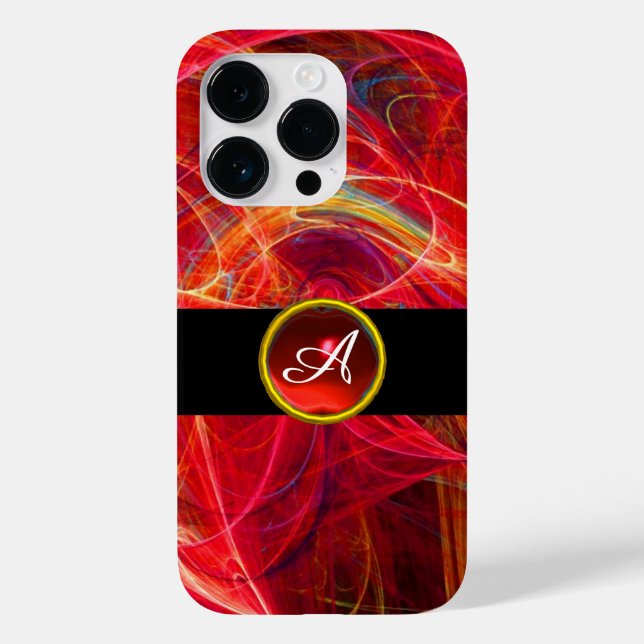 FUNDA DE Case-Mate PARA iPhone CRAZZY FOTON RED RUBY GEM STONE MONOGRAM (Reverso )