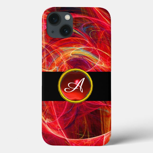 FUNDA DE Case-Mate PARA iPhone CRAZZY FOTON RED RUBY GEM STONE MONOGRAM (Reverso)