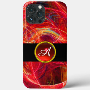 FUNDA PARA iPhone 13 PRO MAX CRAZZY FOTON RED RUBY GEM STONE MONOGRAM