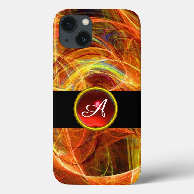 FUNDA DE Case-Mate PARA iPhone CRAZZY FOTON RED RUBY GEM STONE MONOGRAM (Reverso)