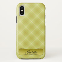 Cream Gold Yellow Tartan iPhone X Funda