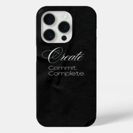 Funda Para iPhone 15 Pro 'Crear. Comprometer. Completar.' Tipografía minima