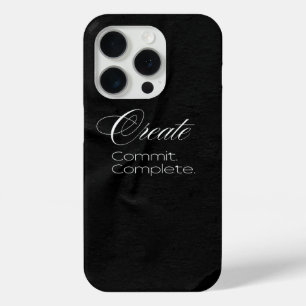 Funda Para iPhone 15 Pro 'Crear. Comprometer. Completar.' Tipografía minima
