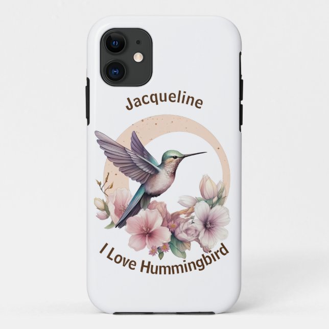 Funda De Case-Mate Para iPhone Crear su propia acuarela Hummingbird Nombre person (Reverso)
