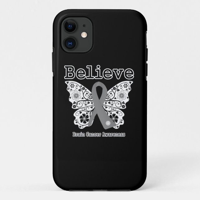 Funda De Case-Mate Para iPhone Cree - Mariposa de cáncer cerebral (Reverso)