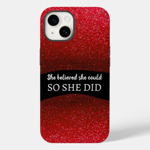 Funda Para iPhone 14 De Case-Mate Creía Que Podía Parkles De Purpurina Rojo Negro