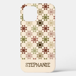 Funda Para iPhone 12 Pro Crema de impresión Amish Quilt, personalizado marr