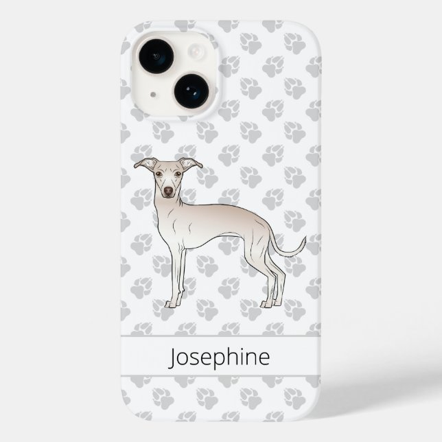 Funda De Case-Mate Para iPhone Crema Italiana Greyhound Cute Dote Con Nombre Pers (Reverso )