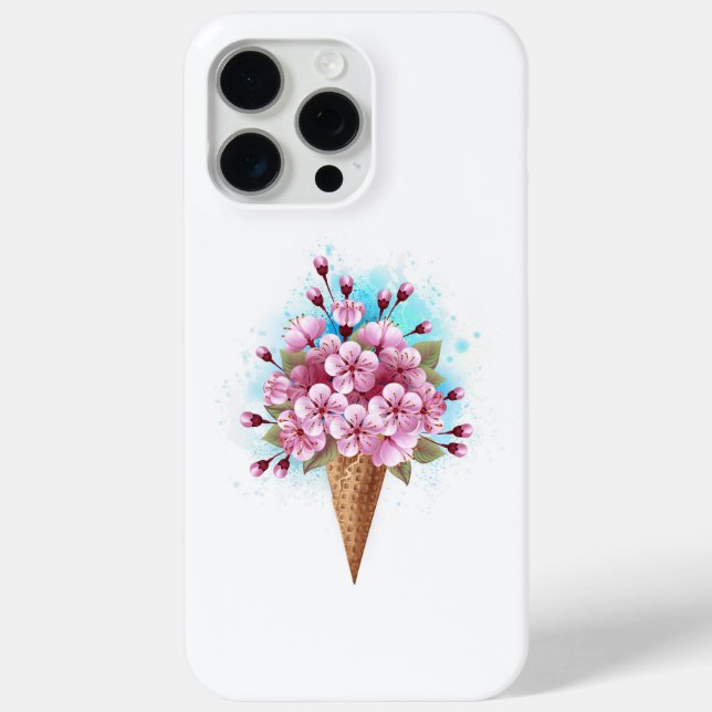 Funda De Case-Mate Para iPhone Crema rosa de hielo Sakura Waffle Cone (Reverso )