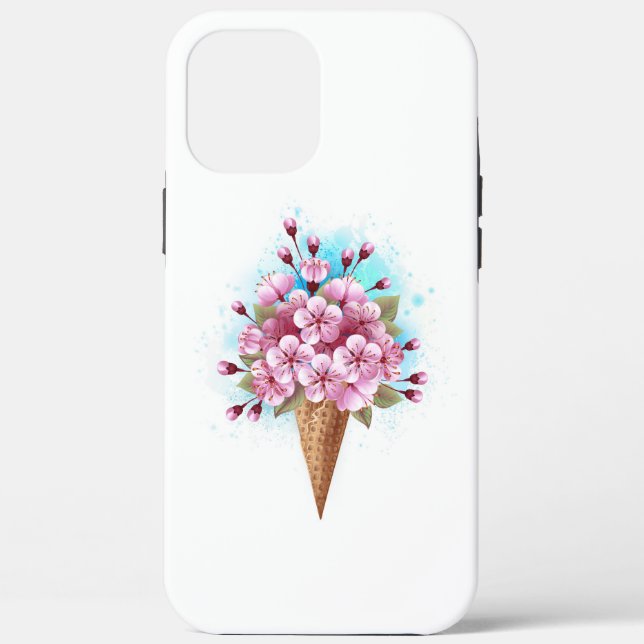 Funda De Case-Mate Para iPhone Crema rosa de hielo Sakura Waffle Cone (Reverso )