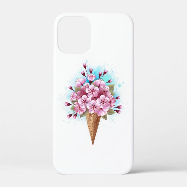 Funda De Case-Mate Para iPhone Crema rosa de hielo Sakura Waffle Cone (Reverso )