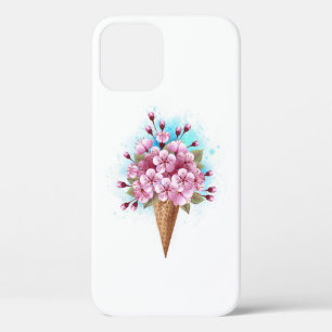 Funda Para iPhone 12 Pro Crema rosa de hielo Sakura Waffle Cone
