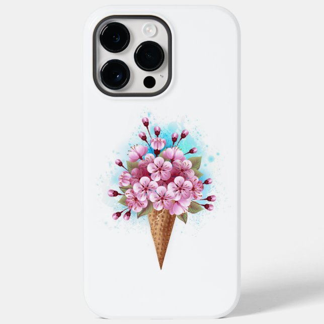 Funda De Case-Mate Para iPhone Crema rosa de hielo Sakura Waffle Cone (Reverso )