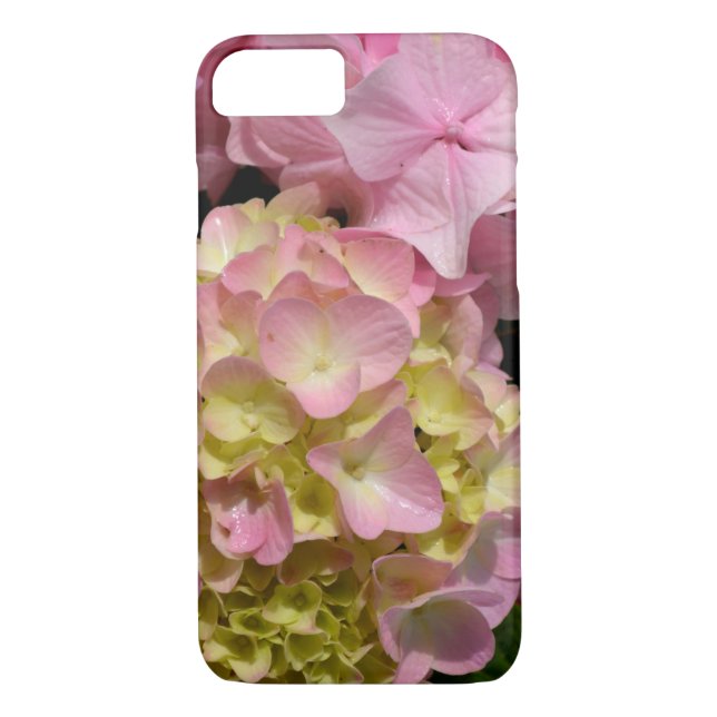 Funda De Case-Mate Para iPhone Crema rosa Hydrangeas amarillo rosa verde floral (Reverso)